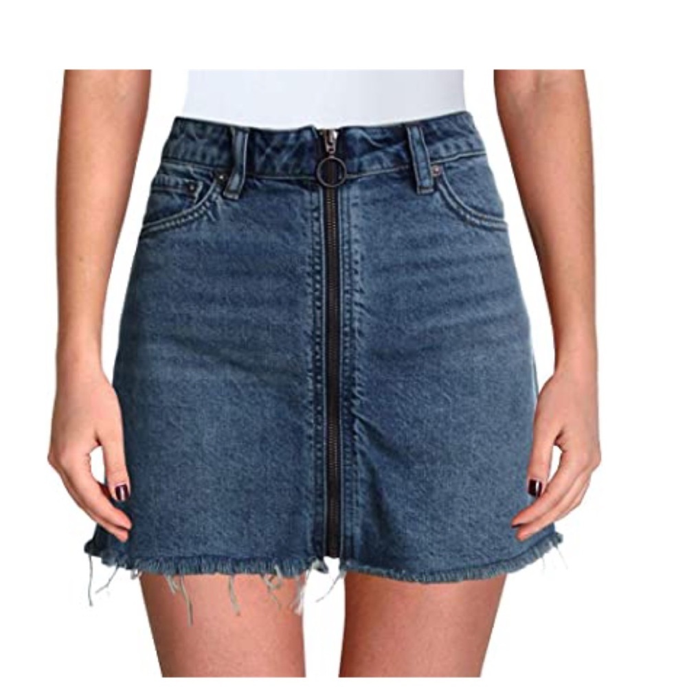 We The Free People Zip It Up Denim Mini Skirt Size 27/4